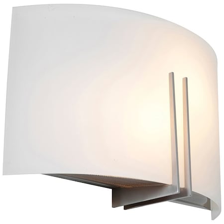 Access Lighting Prong, 2 Light Wall Sconce, Brushed Steel Finish, White Glass 20447-BS/WHT